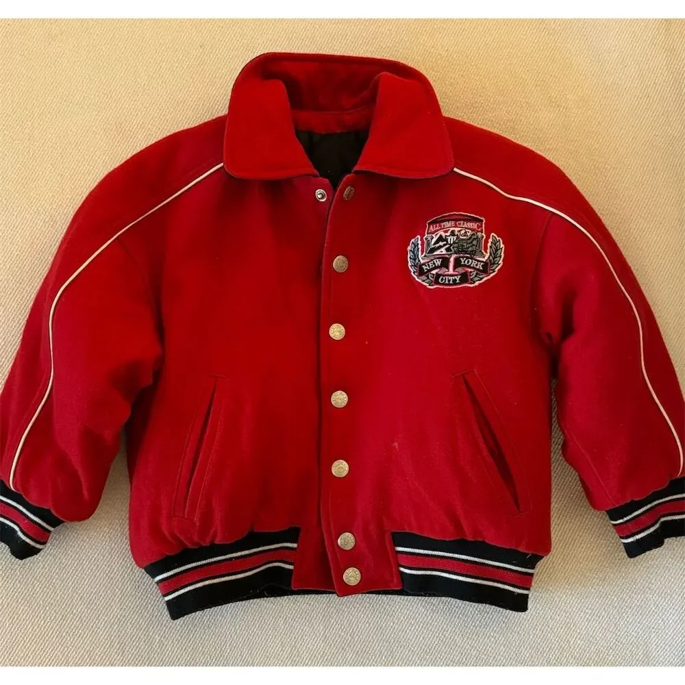 Children’s‎ Avirex Vintage REVERSIBLE Varsity Bomber Jacket Snap Closure Size 4